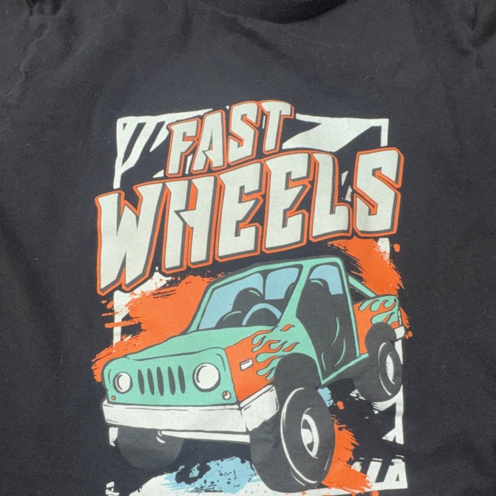Eighty Eight Kids Black Graphic Cars T-Shirt Size 6 100% Cotton Short Sleeve - Picture 5 of 6